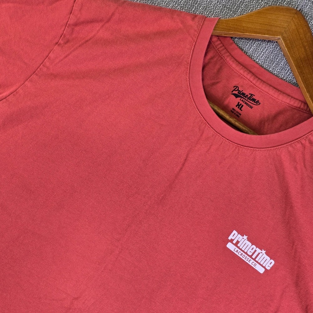 PrimeTime Lacrosse T Shirt Mens XL Graphic Logo Red Short Sleeve Athletic Vibe